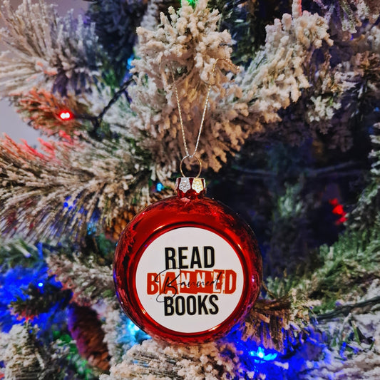 Libricina Shop | Pallina di Natale Bookish – “Hello, love” / “Read banned books” / “Mood reader” – decorazione natalizia per lettori