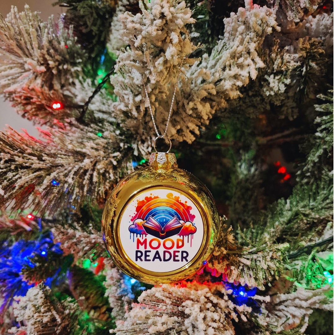 Libricina Shop | Pallina di Natale Bookish – “Hello, love” / “Read banned books” / “Mood reader” – decorazione natalizia per lettori