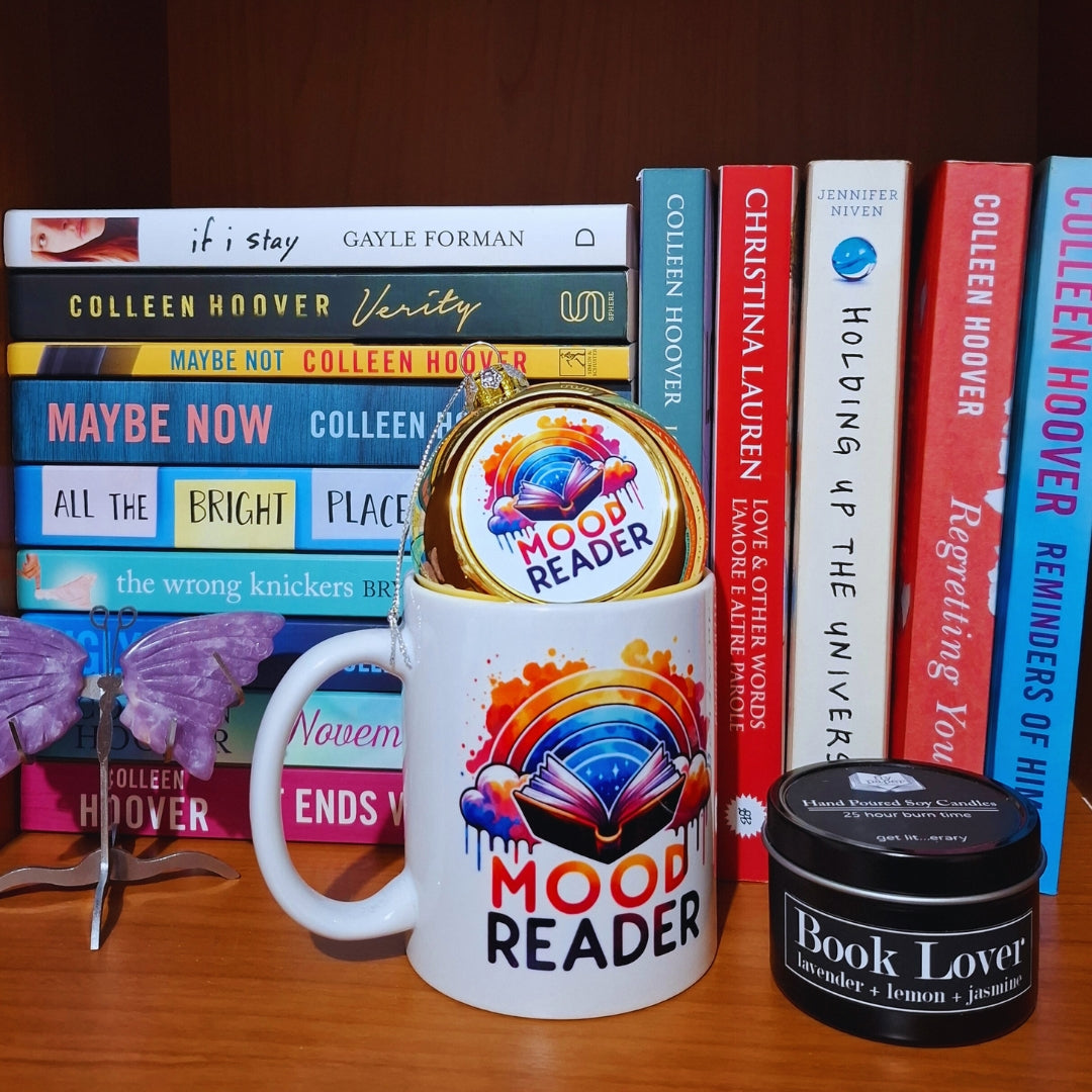 Libricina Shop | Pallina di Natale Bookish – “Hello, love” / “Read banned books” / “Mood reader” – decorazione natalizia per lettori