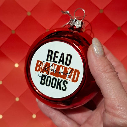 Libricina Shop | Pallina di Natale Bookish – “Hello, love” / “Read banned books” / “Mood reader” – decorazione natalizia per lettori