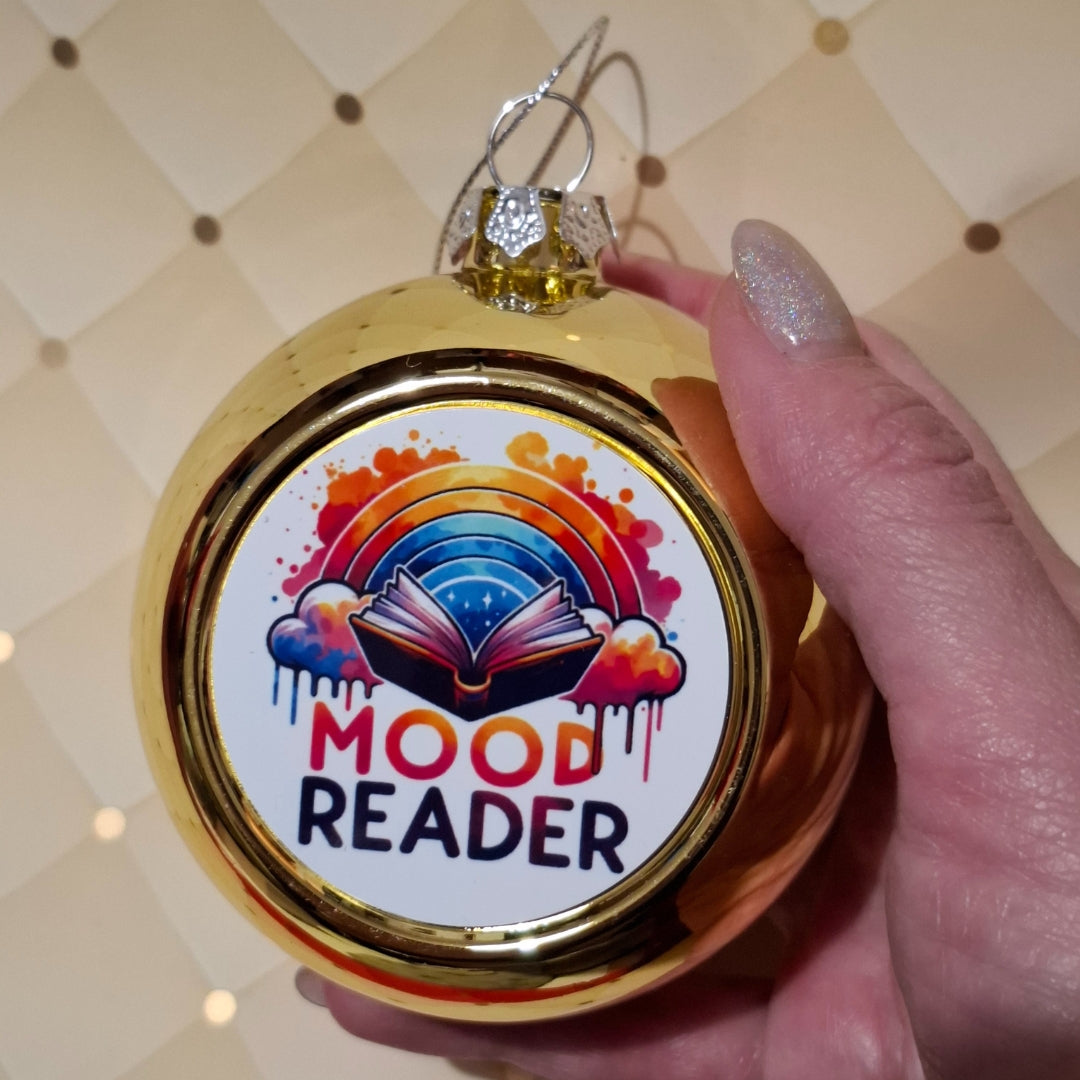 Libricina Shop | Pallina di Natale Bookish – “Hello, love” / “Read banned books” / “Mood reader” – decorazione natalizia per lettori